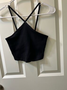 ALO Yoga Black Ribbed Crisscross Cropped Cami